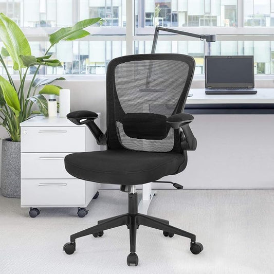Home Office Chair Ergonomic Desk Chair Mesh Computer Chair Swivel Rolling Executive Task Chair with Lumbar Support Arms Mid Back Adjustable Chair for Men Adults, Black