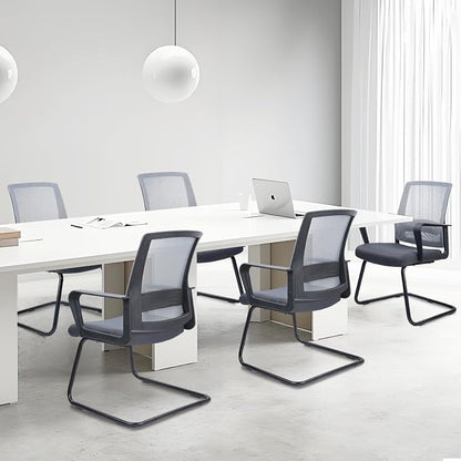 CLATINA Office Guest Chair with Lumbar Support and Mid Back Mesh Space Air Grid Series for Reception Conference Room Gray 2 Pack