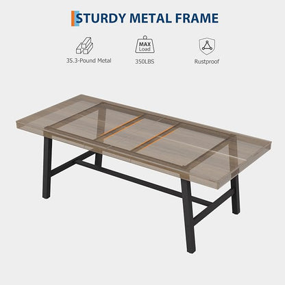 GarveeHome Industrial Dining Table for 6-8 People, 78.7" Long Kitchen Table with Sturdy Metal Frame, Rectangular Counter for Dinner, Kitchen, Dining Room (Rustic Pear, 79" Non-extendable)