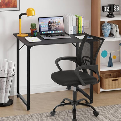 PayLessHere 32 Inch Home Office Desk and Chair Set,32 Inch Computer Desk with Ergonomic Height Adjustable Office Chair for Home Office,Black&Black