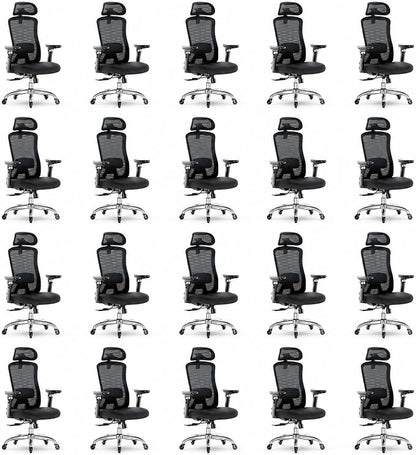 Marsail Ergonomic Office Chair with 6D Armrests, 3D Adjustable Headrest, Slide Seat, Lumbar Support, and 4-Position Tilt Lock – Big and Tall Office Chair with 330 lbs Capacity, Pack of 20