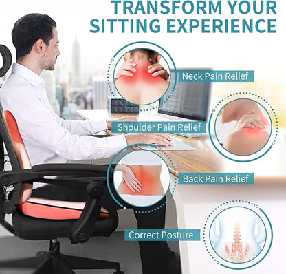 FLORICH Seat Cushion and Lumbar Support Pillow for Office Chair Car Neck Headrest Pillow Memory Foam Seat Pads Pressure Relief Back Cushion and Carseat Pads(Pink)