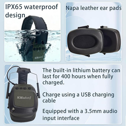 Electronic Ear Muffs - Gun Range Ear Protection, Retractable, Portable, Lightweight, Microphone Earplugs for Shooting Ear Protection