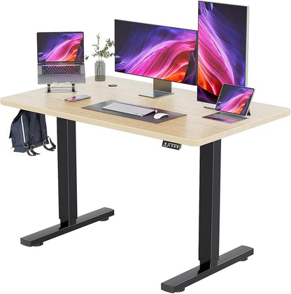 YESHOMY Height Adjustable Electric Standing Desk, 48 inch Computer Table, Home Office Workstation, Black Leg/Natural Top