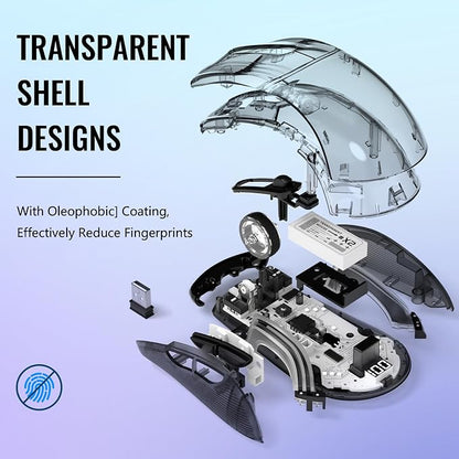 ATTACK SHARK X2 Pro Wireless Gaming Mouse with RGB Charging Dock,Tri-Mode PC Gaming Mice 2.4G/Bluetooth/Wired,Noiseless Mouse RGB Backlit,Transparent Shell,PixArt 3212 4000 DPI,for Win/MAC,Black