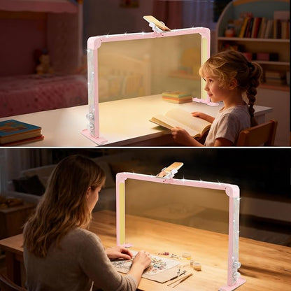 Nail Tech Lamp for Desk, 34 in Large Half Moon Light with Phone Holder, 48W Brightness Adjustable Lash ARC Light for Manicure, Tattoo, Spa, Salon, 3000K-6000K LED Manicure Lamp(Pink)