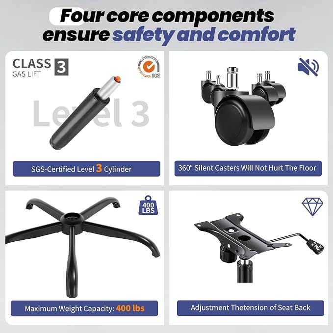 Executive Office Chair with Adjustable Lumbar Support Flip-Up Arms,Black | Executive Mesh Office Chair with Adjustable Lumbar Support, Flip-Up Arms, Thick Foam Seat, Swivel Rolling Chair, 400lbs