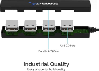SABRENT 4 Port Portable USB 2.0 Hub (9.5" Cable) for Ultra Book, MacBook Air, Windows 8 Tablet PC (HB-MCRM)