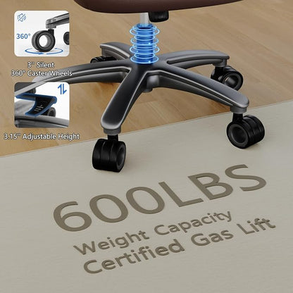 Big and Tall Office Chair, Heavy Duty Desk Chair with 5D Arms, Adjustable Lumbar Support & Height, Tilt Function, PU Leather High Back Ergonomic Executive Computer Chair