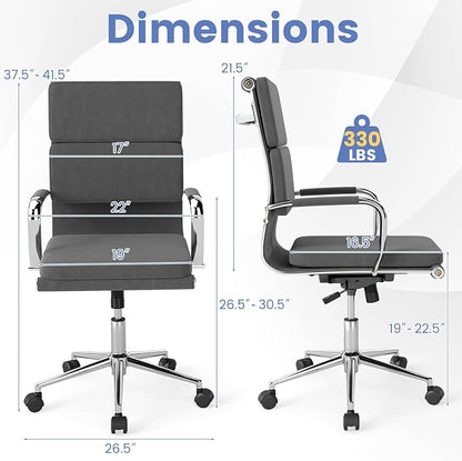 COSTWAY Ergonomic Office Chair, High Back Desk Chairs with Armrests, Comfy Lumbar Support, Rocking Function, Swivel Executive Computer Chair for Home Office, Grey