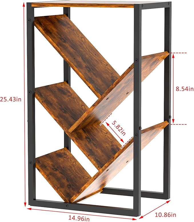 Cutogxon Small Bookcase - 5 Tier Tree Bookshelf with EVA Pads, Book Shelf for Small Spaces Bookshelves Wooden Book Storage Organizer Shelves for Hardcover Books Bedroom Living Room