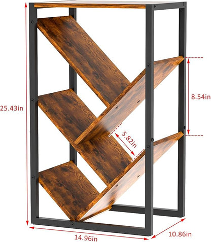 Cutogxon Small Bookcase - 5 Tier Tree Bookshelf with EVA Pads, Book Shelf for Small Spaces Bookshelves Wooden Book Storage Organizer Shelves for Hardcover Books Bedroom Living Room
