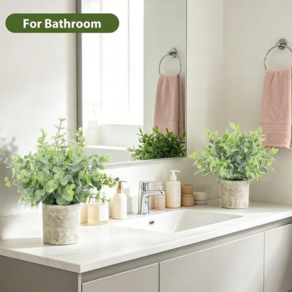ZAIYW 3 Pack Small Fake Plants, Mini Potted Artificial Greenery Plants, Desk Plant Eucalyptus Rosemary for Indoor Home Office Table Shelf Farmhouse Bathroom Decor (Sage Green)