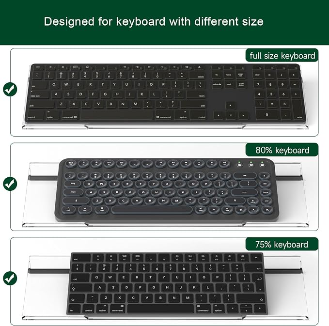 Computer Keyboard Stand Holder - Ergonomic Acrylic Keyboard Stand for Desktop Comfortable Keyboard Tray Riser with Silicone Anti-Slip Strip for Home School Office Desk Accessory 2 Pack, Clear
