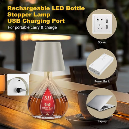 Wireless Bottle Lamp, 2026 New 3 Color Rechargeable Led Wine Bottle Lights for Bars Restaurants (Gray, 1PC)