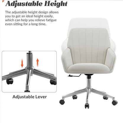 YISHENG Velvet Office Desk Chair with Silver Base, with Wheels,Modern Height Adjustable 360 Degree Swivel Upholstered Vanity Chairs with Arms for Living Room Bedroom,Cream