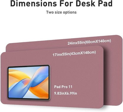 Aothia Faux Leather Desk Mat - Non-Slip PU Leather Desk Blotter, Waterproof Writing Surface, Large Desk Pad for Office & Home (Dark Pink, 55" x 24")