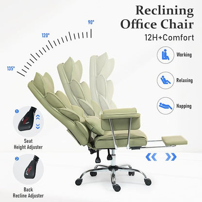 DYHOME 500 lbs Reclining Massage Office Chair with Foot Rest, Kneading Massage Home Office Chairs, High Back Office Desk Chair, Thicker Cushion, Big and Tall Ergonomic Chair for Heavy People, Green
