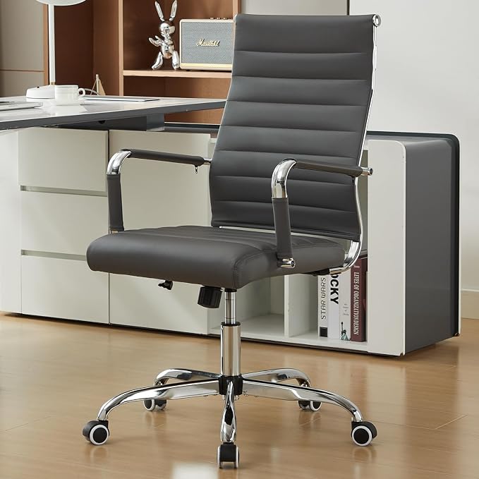 Office Desk Chair Leather, Conference Room Chairs with Wheels, Modern Executive Computer Guest Chairs with Arms.