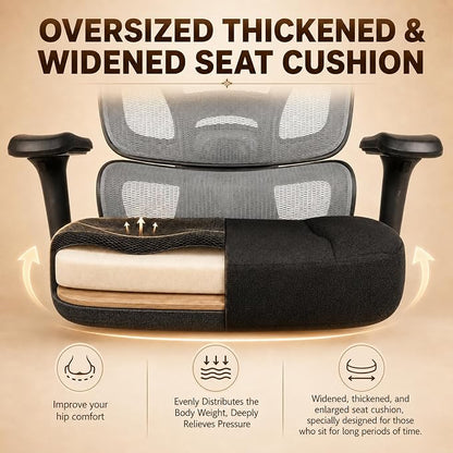 Ergonomic Office Chair with Footrest - High Back Mesh Computer Desk Chair | with Back Support, 135° Reclining, 4D Armrest & Headrest, 400lbs Thickened Seat Cushion, for Home Office, Work & Gaming