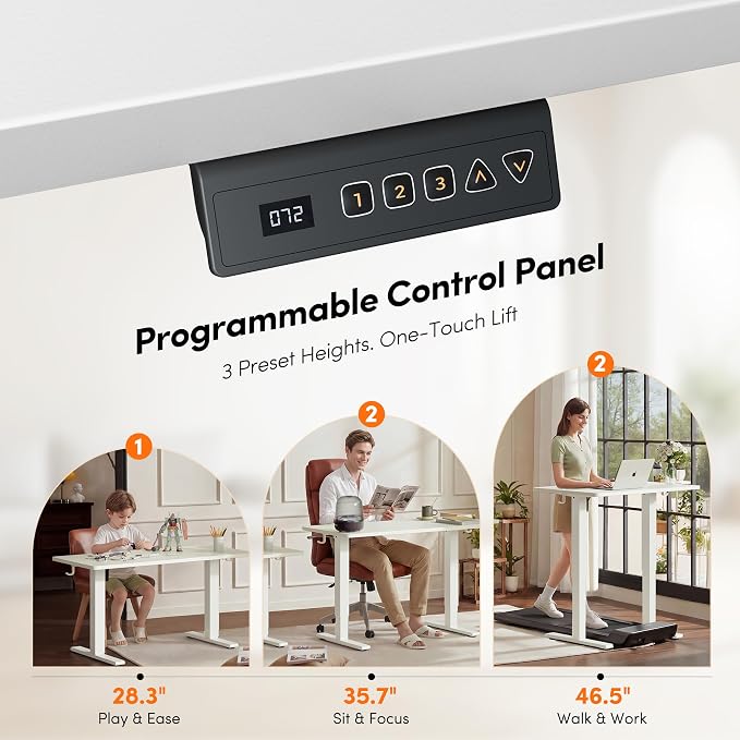 FEZIBO One-Piece Standing Desk, 32"x20" Seamless Tabletop Electric Height Adjustable for Home Office, Study Rooms & Multi-Device Workstations, White
