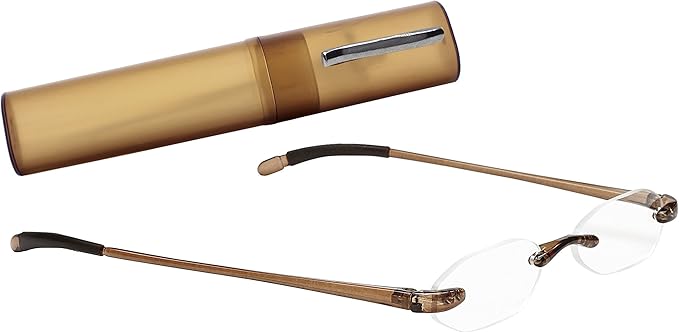 Select-A-Vision Flexi Lights Rimless Round Unisex Readers, Brown, +2.00