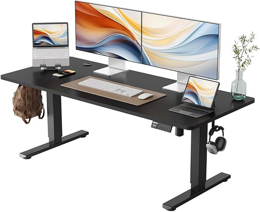 YIHAYO Low Height Adjustable Desk, Lifts 18.1-28.3 Inches, Electric Standing Desk for Short People, 55 x 24 Inches Computer Table with Splice Board for Home Office, Black