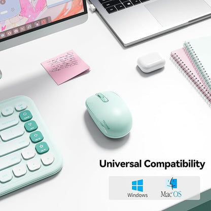 TECKNET Wireless Mouse for Laptop, 2.4G Quiet Computer Mouse with USB Receiver, 4 Buttons Portable Cordless Mice for Chromebook, Laptop, PC, Mac, 800/1200/1600 DPI - Mint Green