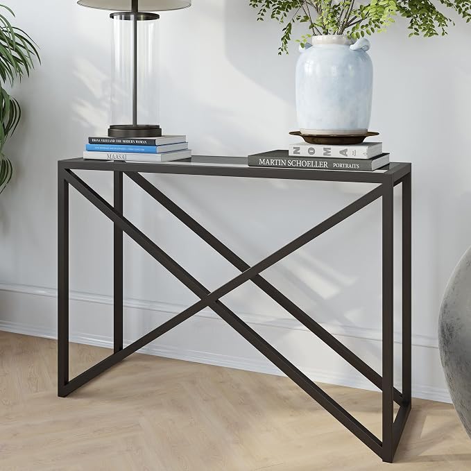 Calix 42'' Wide Rectangular Console Table in Blackened Bronze
