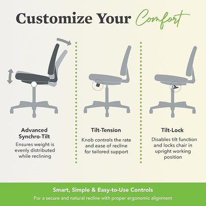 HON Nucleus Office Chair Ergonomic Desk Chair Suspended Seat Mesh Back for Home Office, Task Work - Synchro-Tilt Recline, Swivel Wheels, Adjustable Lumbar Support & Armrests, White Frame, Fawn