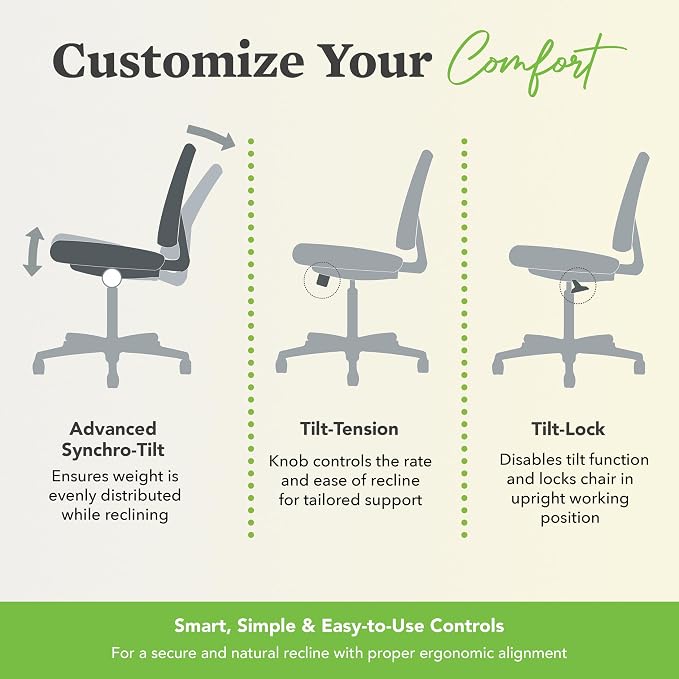 HON Nucleus Office Chair Ergonomic Desk Chair Suspended Seat Mesh Back for Home Office, Task Work - Synchro-Tilt Recline, Swivel Wheels, Adjustable Lumbar Support & Armrests, Black Frame, Gray