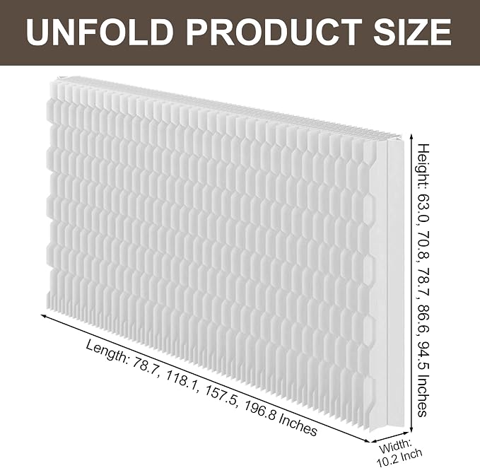 Freestanding Room Divider – Double‑Sided Honeycomb & Pleated, Accordion Kraft Paper Privacy Screen with 16.9" Wide Anti‑Slip Base, Portable Partition Wall for Living Room, Studio, Exhibition