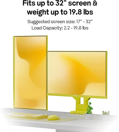 Pixio PS1D Wave Yellow Dual Monitor Arm Stand Desk Mount - Fits up to 32 inches Monitors and up to 19.8lbs. VESA Compatibility and Integrated Cable Management