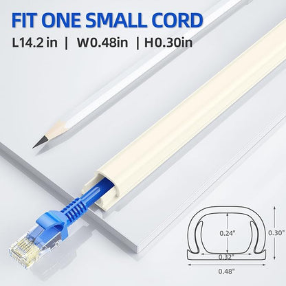Delamu Beige Cord Hider, Cord Covers for 1 Wire on Wall, Mini Size Wire Covers for Cords on Wall, Paintable Cable Cover Raceway to Hide Speaker Wire, Ethernet Cable, W 0.48in H 0.30in