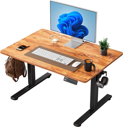 YIHAYO One-Piece Low Height Adjustable Desk, Lifts 18.1-28.3 Inches, Electric Standing Desk for Short People, 32 x 24 Inches Computer Table with Splice Board for Home Office, Rustic Brown