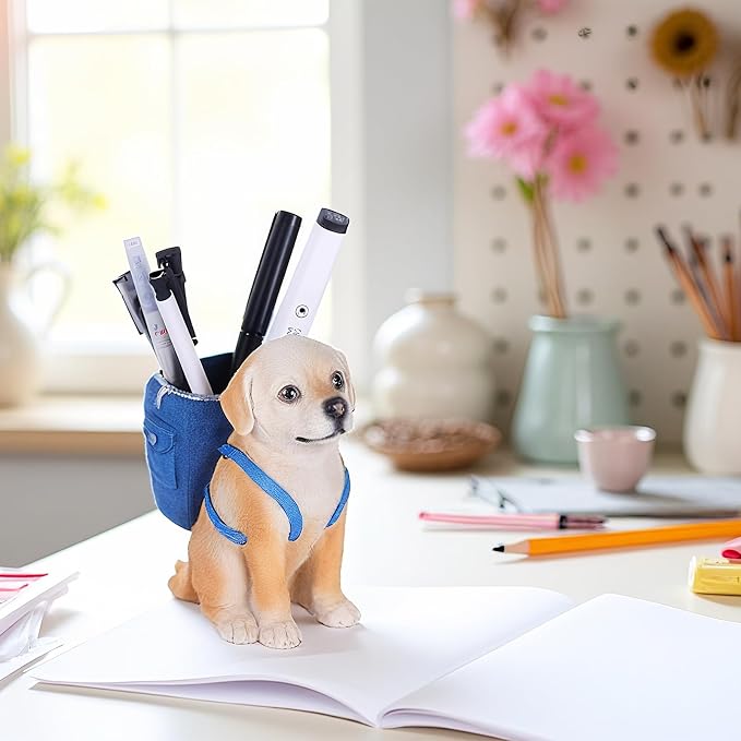 Labrador Retriever Statue - Dog Pen Holder, Dog Figurine, Cute Animal Pencil Holder, Puppy Pencil Holder, Desk Accessories, Home Office Decor, Office Supplies, Desk Organizer, Novelty Pen Cup