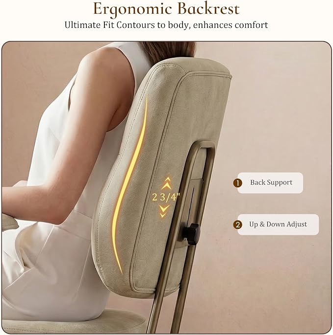 EUREKA ERGONOMIC Becky Home Office Desk Chairs Leather, Comfy Office Chair with Lumbar Support and Arms, Mid-Back, Comfortable Thick Cushion, Mid-Century Modern, Height Adjustable, Off-White