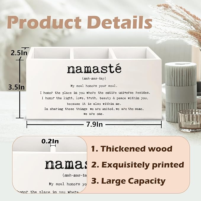 Zen Yoga Gifts Wooden Pen Pencil Holder for Office Desk Accessories, Namaste Zen Meditation Spiritual Gifts for Women Makeup Brush Toothbrush Holder Organizer for Bathroom