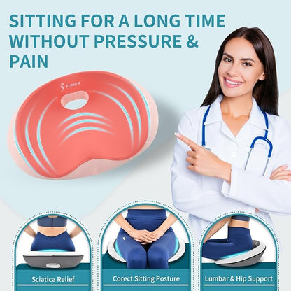 FLORICH Seat Cushion Lumbar Support Pillow for Office Chair, Car Lower Back Support, Ergonomic Desk Chair Pillow for Butt and Back Support of Memory Foam Seat Pad(Dark Pink)