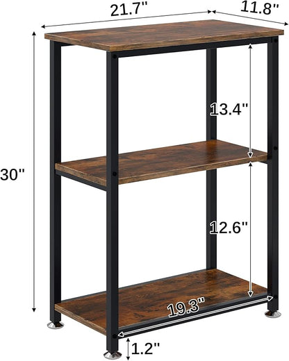 VECELO Tall End Side Table,30" Height Nightstand with 3-Tier Storage Shelf for Living Room Bedroom Office Hallway Study