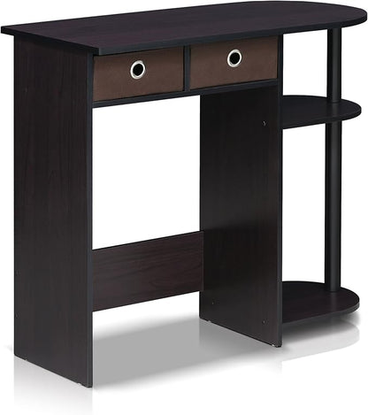 Furinno Go Green 32-Inch Brown Computer Desk, Office Desk with 2 Side Shelves and Storage Bins, Rectangular Home Office Desk, Gaming Desk for Home Office, Bedroom, Study Room, Dark Mocha