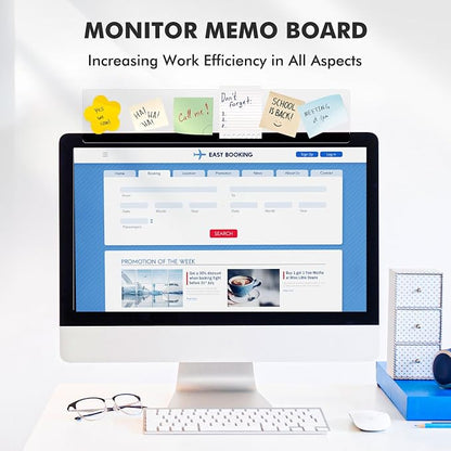 DOLLAR BOSS 1 Pc 15.7" x 3.1" Transparent Acrylic Monitor Memo Board | Computer Screen Side Note Holder, Office Desk Accessories, Clear Message Board, For Sticky Notes Memos, Fits PC & Laptop