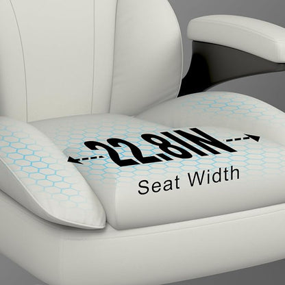 Office Chair, Home Desk Chair, Ergonomic Computer Chair with Lumbar Support, Executive Leather Chair with Flip-Up Armrests, Big and Tall Swivel Rolling Chair, White