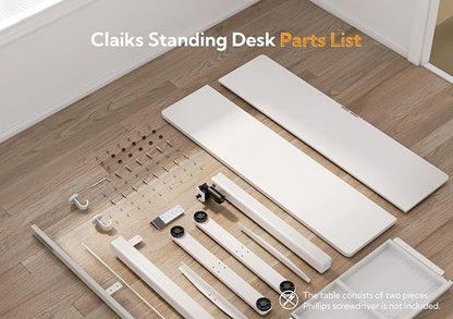Claiks Standing Desk with Drawers, Stand Up Electric Standing Desk Adjustable Height, Sit Stand Desk Computer Workstation, 40 Inch, White