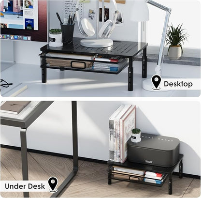 Desktop Printer Stand with Drawer,Desk Organizer for Home Office,Printer,Fax Machine,Scanner,Latop,14.57"x9.25" Black