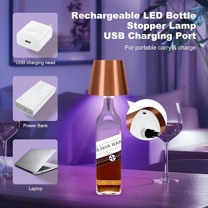 2026 New Wireless Bottle Lamp,RGB LED Bottle Light with Remote(RGB Rose Gold, 1pc)