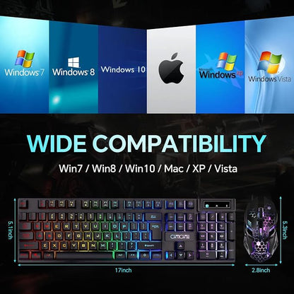 CHONCHOW Gaming Keyboard and Mouse Combo, USB Wired RGB Backlit, Mechanical Feel Anti-ghosting Keyboard 3200DPI Ergonomic Mouse, LED Gaming Set for Laptop PC PS4 Xbox Mac Game Work