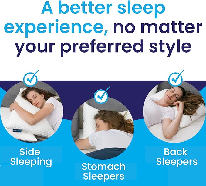 Sidney Sleep Adjustable Curved Pillows for Neck and Shoulder Support with Extra Shredded Fill - Cervical Contour Pillow for Side and Back Sleeper - King Size - 19" x 36" CertiPUR-US Certified (Grey)