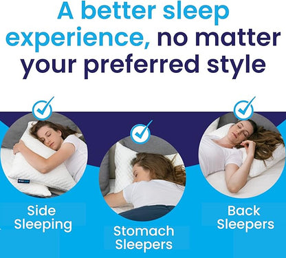 Sidney Sleep Adjustable Curved Pillows for Neck and Shoulder Support with Extra Shredded Fill - Cervical Contour Pillow for Side and Back Sleeper - King Size - 19" x 36" CertiPUR-US Certified (Grey)
