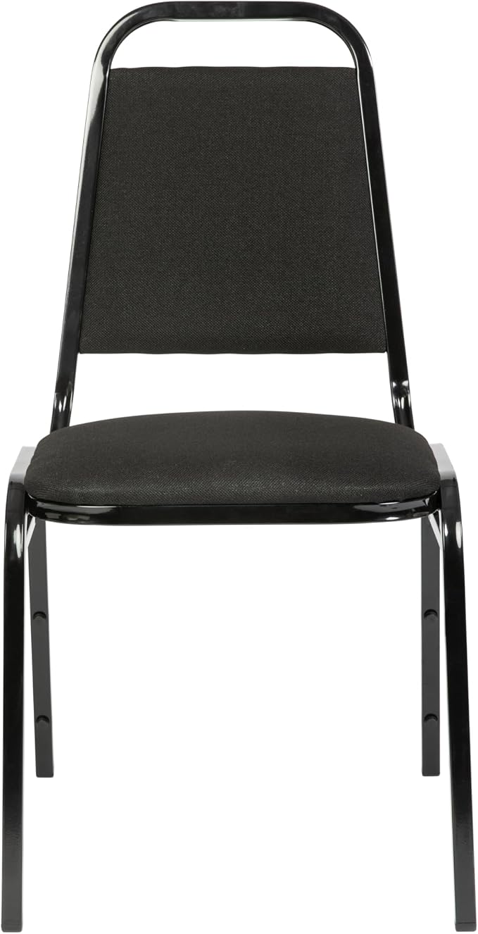 Flash Furniture Hercules Series Trapezoidal Back Stacking Banquet Chair in Black Fabric - Black Frame